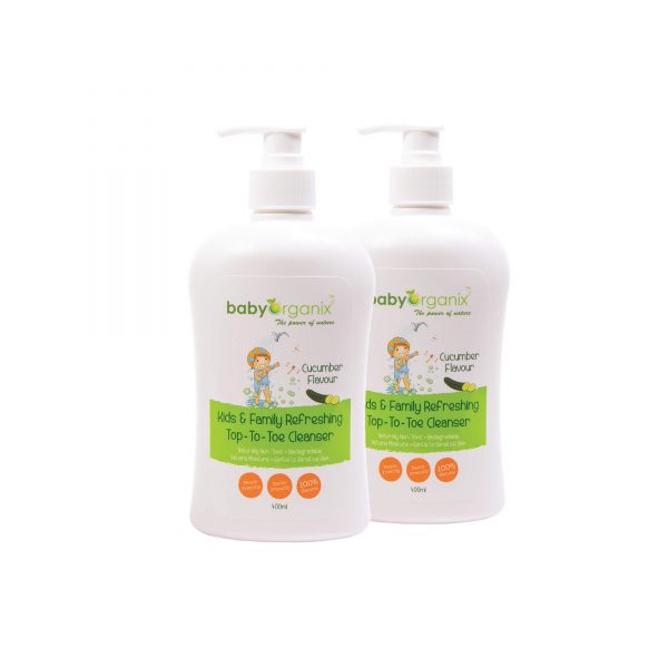 Baby-Organix-Kids-and-Family-Top-to-Toe-Cleaner-Cucumber-800ml-Twins